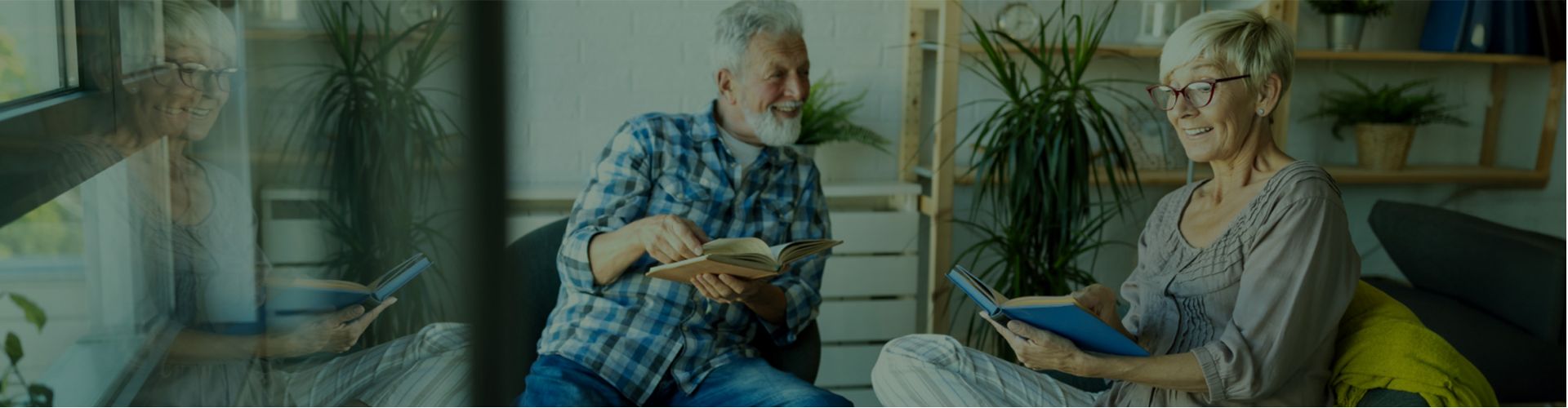 Friends around the dinner table discussing reverse mortgages